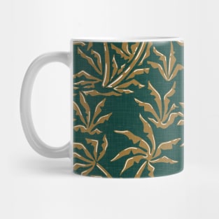 Vintage Tropical Jungle / Golden Brown Palms on Emerald Green Mug